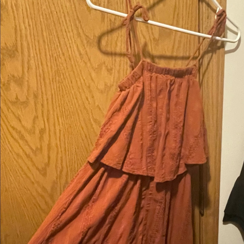 RVCA high low dress, rust colored with cute top ties
